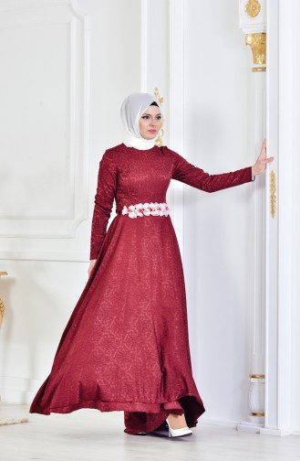 Claret red İslamitische Avondjurk 1013-01