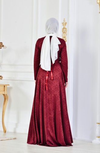 Claret Red Hijab Evening Dress 1013-01