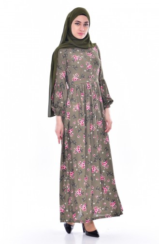 Khaki Hijab Dress 6010-03