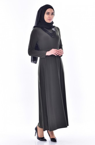 Khaki Hijab Dress 5154-05