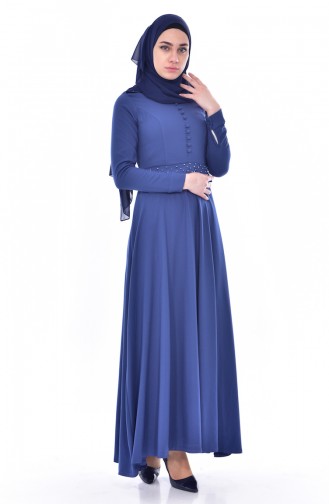 Kleid mit Perlen 8139-04 İndigo 8139-04