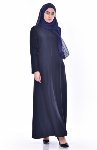 Zippered Abaya 4041-01 Navy Blue 4041-01