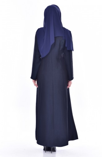 Abaya a Fermeture 4041-01 Bleu Marine 4041-01