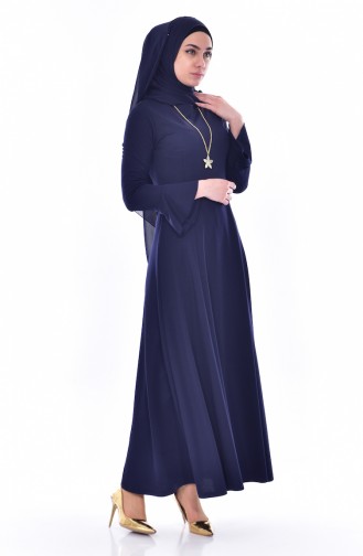 Navy Blue Hijab Dress 5511-01