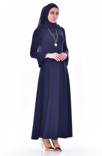 Navy Blue Hijab Dress 5511-01
