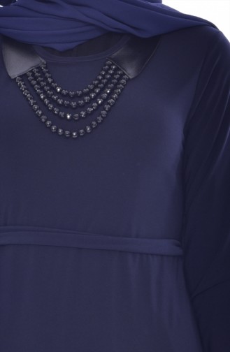 Navy Blue Hijab Dress 5154-02