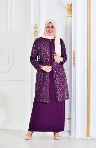 Large Size Evening Dresses Double Suit 6134-01 Purple 6134-01