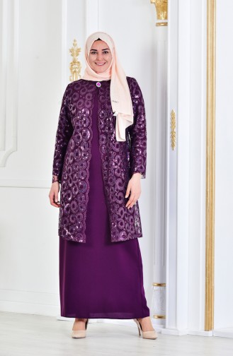 Large Size Evening Dresses Double Suit 6134-01 Purple 6134-01
