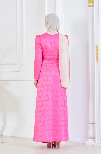 Jacquard Kleid mit Gürtel 3028A-01 Pink 3028A-01