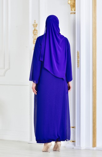 فستان سهرة لامع بتصميم مقاس كبير 6116-02 لون ازرق 6116-02