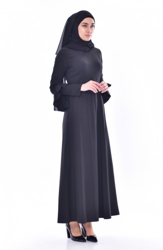 Kleid mit Volants 1083-04 Schwarz 1083-04