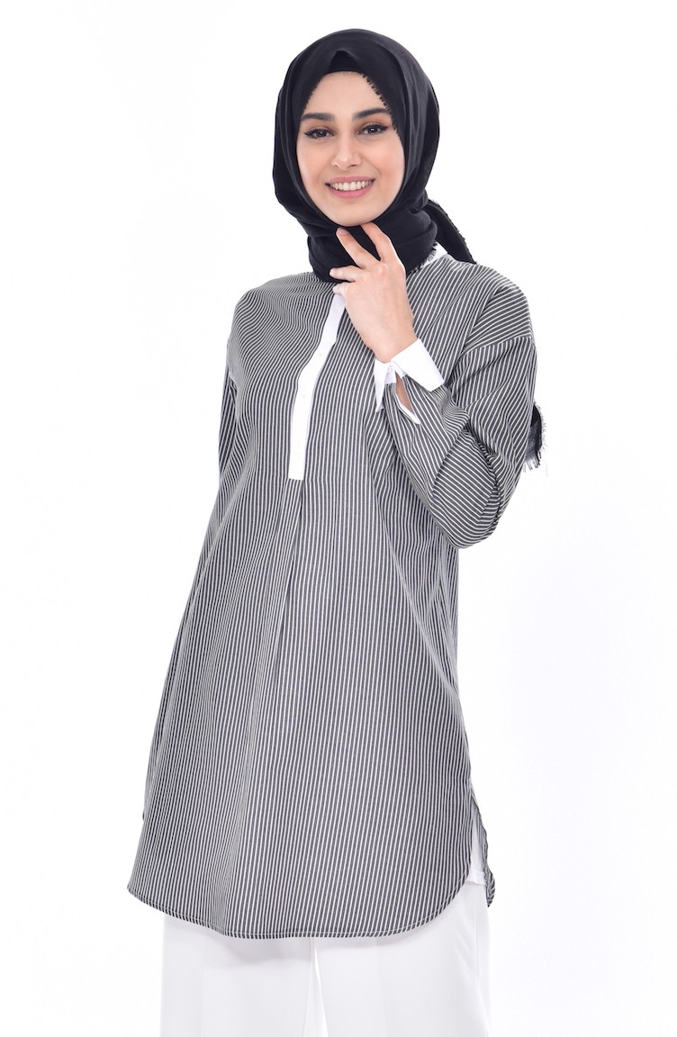 Siyah Kot Yaka V Mansetli Fermuarli Ferace P60231 Allday