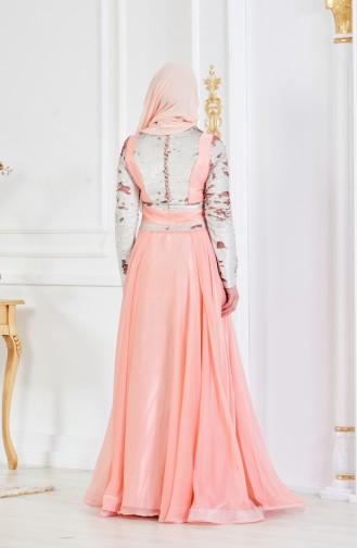 Salmon Hijab Evening Dress 1713221-04