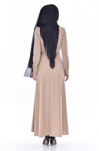 Beige Hijab Dress 1175-09