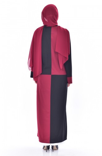 Garnili Zippered Abaya 3312-04 Claret Red 3312-04