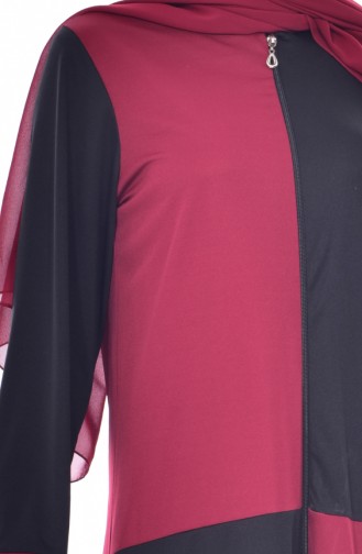 Abaya Garnie a Fermeture 3312-04 Bordeaux 3312-04