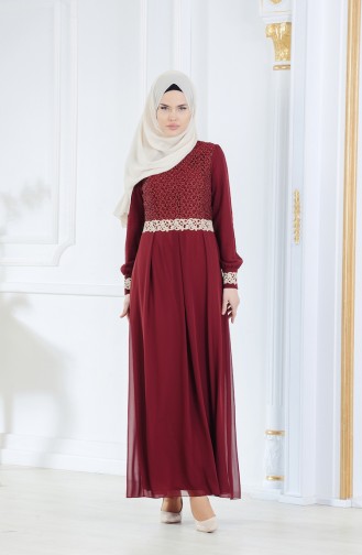 Weinrot Hijab Kleider 51983-22