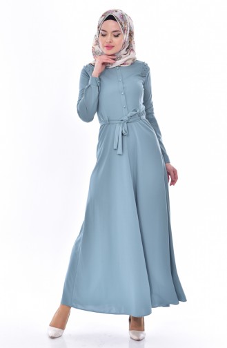 Green Almond Hijab Dress 1175-02