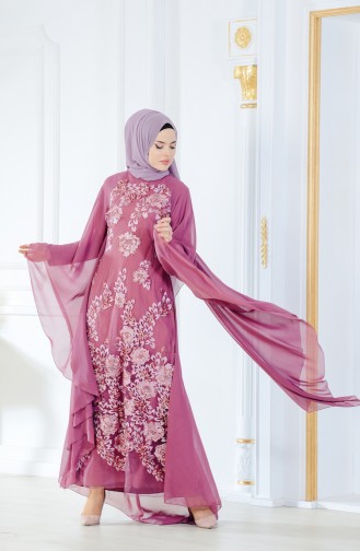 Beige-Rose Hijab-Abendkleider 52693-02
