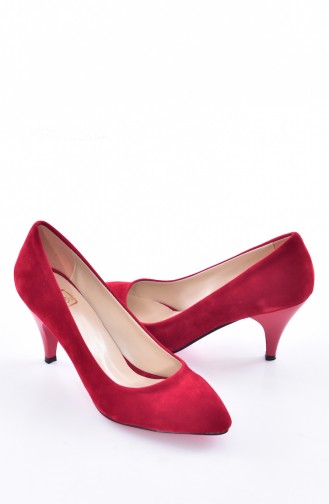 Kadın Stiletto Ayakkabı 569-8-1111-011-12 Kırmızı Süet