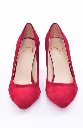 Kadın Stiletto Ayakkabı 569-8-1111-011-12 Kırmızı Süet