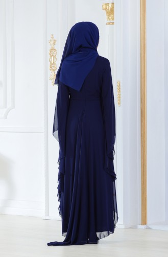 Pul Payetli Abiye Elbise 52693-05 Lacivert