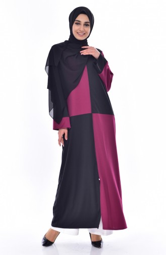 Abaya Garnie a Fermeture 3312-02 Plum 3312-02