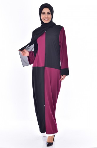 Abaya Garnie a Fermeture 3312-02 Plum 3312-02