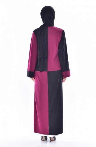 Patchwork Abaya mit Reißverschluss 3312-02 Zwetschge 3312-02