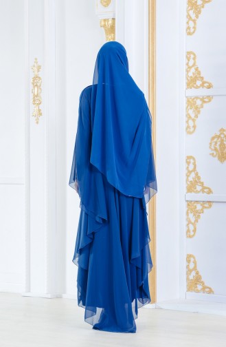 Petrol Hijab Evening Dress 52693-03