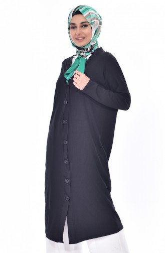 Düğmeli Hırka 6409-07 Siyah
