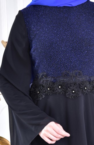 Robe de Soirée a Dentelle 1713212-01 Noir Bleu Roi 1713212-01