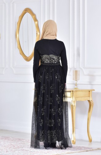 Robe de Soirée Perlées a Dentelle 1613963-01 Noir 1613963-01