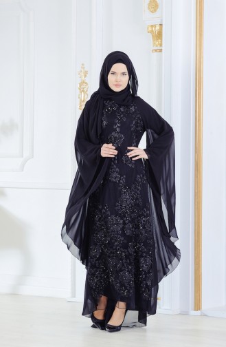 Black Hijab Evening Dress 52693-01