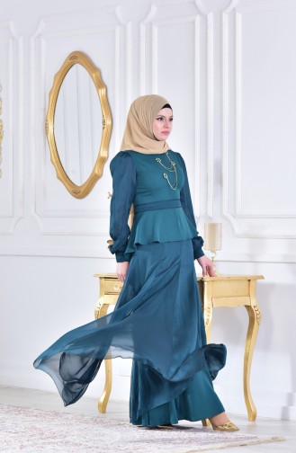 Green Hijab Evening Dress 1413605-01