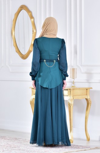 Green Hijab Evening Dress 1413605-01