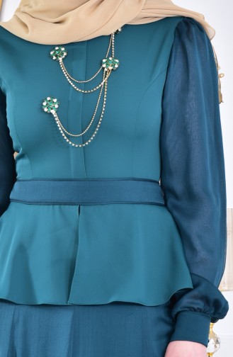 Robe de Soirée avec Broche 1413605-01 Vert 1413605-01