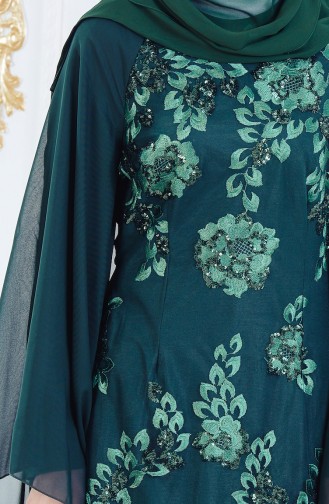Emerald Green Hijab Evening Dress 52693-07