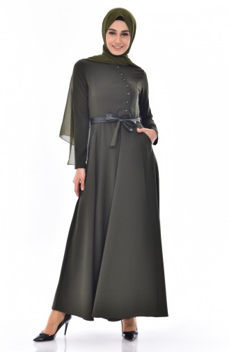 Kleid mit Tasche 1076-0 Dunkel Khaki 1076-08