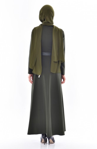 Dark Khaki Hijab Dress 1076-08