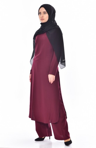 Tunik Pantolon İkili Takım 6011-09 Vişne