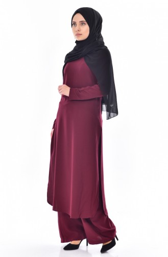 Tunik Pantolon İkili Takım 6011-09 Vişne