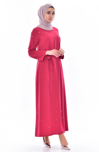 ELIFSU Pearls Belted Dress 1225-03 claret red 1225-03