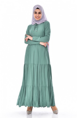 فستان بتصميم طيات 5041-04 لون أخضر 5041-04