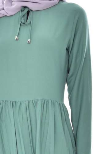 فستان بتصميم طيات 5041-04 لون أخضر 5041-04