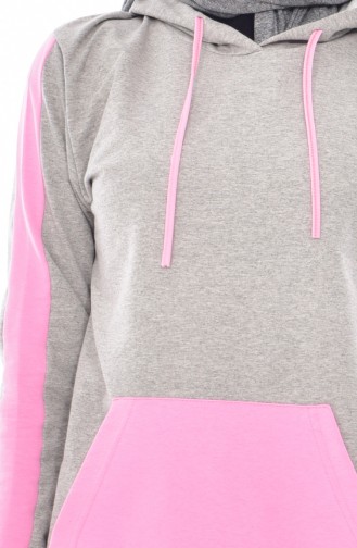 Hooded Tracksuit Suit 18063-08 Gray Pink 18063-07