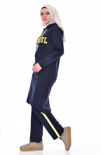 Hooded Tracksuit Suit 18053-05 Navy Yellow 18053-05