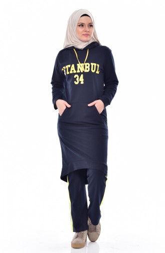 Hooded Tracksuit Suit 18053-05 Navy Yellow 18053-05
