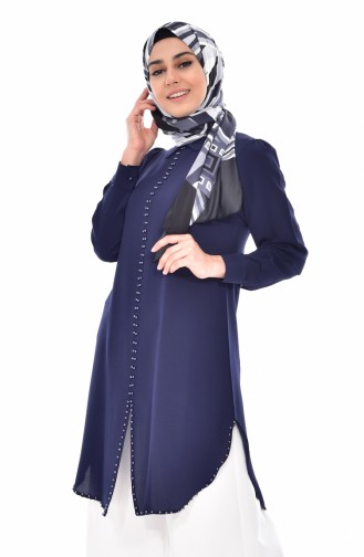 Bebe Collar with Pearl Tunic 4910-02 Navy 4910-02