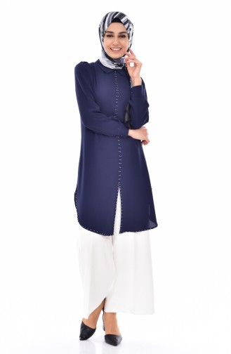 Bebe Collar with Pearl Tunic 4910-02 Navy 4910-02